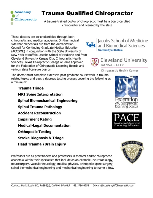 Trauma Qualified Chiropractor Explanation