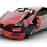 Red crashed car